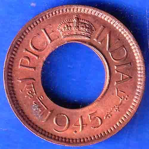 British India 1945 Bombay Mint George VI King 1 Pice Copper Coin ANH3124