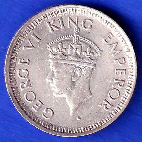 British India 1944 George VI Bombay Mint 1/4 Rupee Coin ANH3262