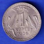 Republic India 1976 One Rupee  CULCUTTA mint Coin HSK219