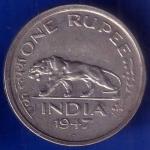 British India 1947 Bombay Mint George vi king one rupee coin ANH1516