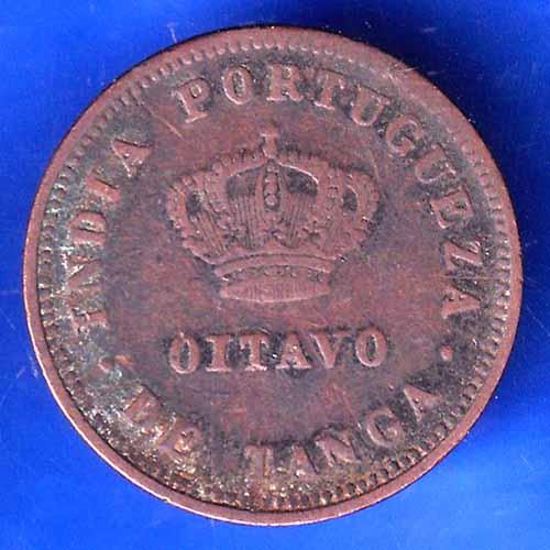 Portuguese India 1881 LUDOVICUS.I quarto de tangka copper coin  ANH2863