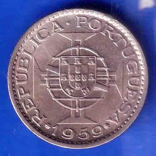 PORTUGUESE INDIA GOA 1 ESCUDO 1959 COIN ANH3126