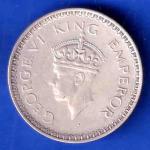 British India 1944 George VI Bombay Mint One Rupee Coin ANH3130