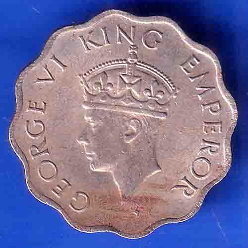 British India 1946 George VI King 1 Anna Coin ANH3134