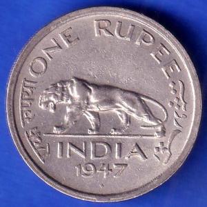 George VI King Emperor 1947 Bombay Mint One Rupee Coin SK974