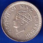 British India 1944 George VI Bombay Mint Quarter Rupee Rare Coin ANH814