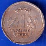 Republic India 1989 HYDERABAD Mint One Rupee Coin ANH1566