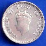 British India 1939 George VI 1/4 Rupee Silver Coin ANH3414