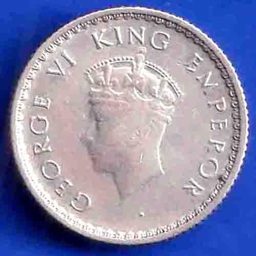 British India 1939 George VI 1/4 Rupee Silver Coin ANH3414