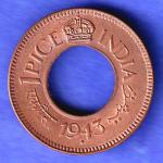 British India 1943 BOMBAY MINT George Vi King One Pice Coin SK727