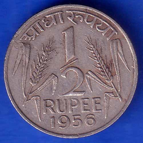 Goverment of India 1956 half rupee kolkata MINT COIN ANH3065
