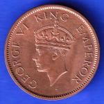 British India 1942 George VI King Emperor One Quarter Anna Copper Coin ANH3173