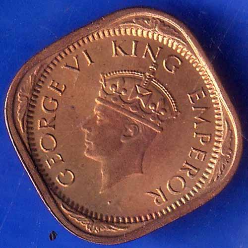 British India 1943 George Vi King Half Anna Coin ANH1614
