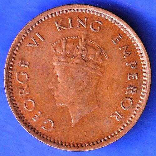 BRITISH INDIA 1939 GORGE VI KING 1/2 PICE BOMBAY MINT RARE COIN ANH3216