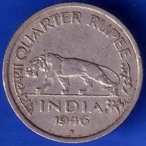 British India 1946 George Vi King Emperor Quarter Rupee Rare Coin ANH1075