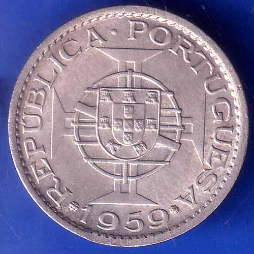 PORTUGUESE INDIA GOA 1 ESCUDO 1959 COIN ANH2970