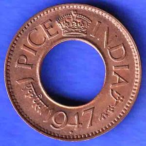 British india king bombay mint george vi 1947 one pice beautiful copper Coin HSK172