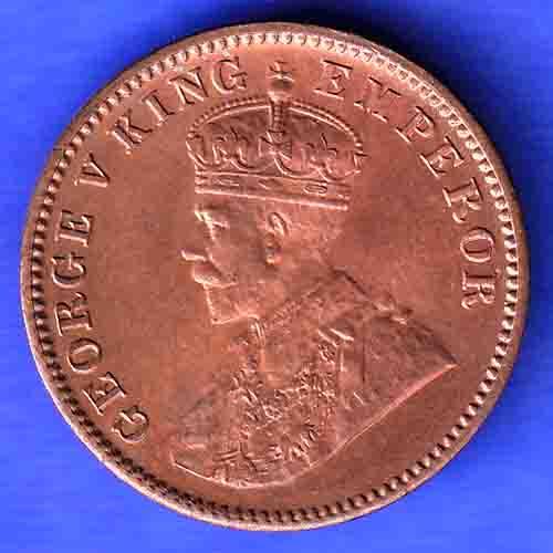BRITISH INDIA 1936 GORGE V KING ONE QUARTER ANNA COPPER COIN HSK224