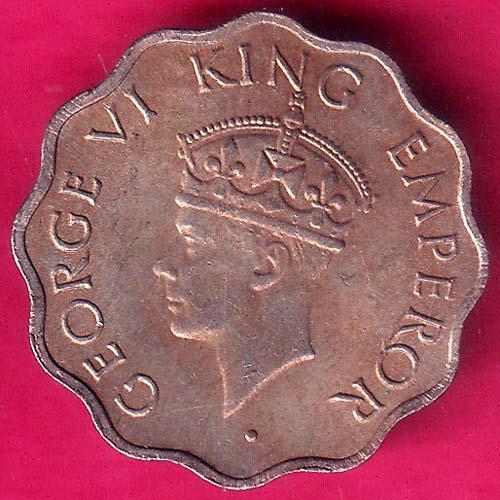 AUNC British India 1946 George VI King 1 Anna Coin