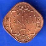 UNC British India 1944 George VI King Half Anna Coin ANH3147
