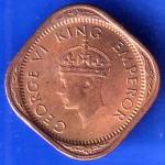 UNC British India 1944 George VI King Half Anna Coin ANH3147