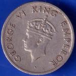 British India 1946 George Vi King Emperor Quarter Rupee Rare Coin ANH1075