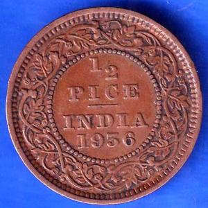 British India 1936 George V King Emperor Half Pice Coin ANH1820