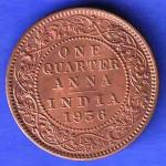 BRITISH INDIA 1936 GORGE V KING ONE QUARTER ANNA COPPER COIN HSK224