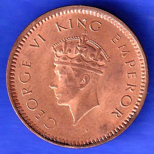 BRITISH INDIA 1940 1/2 PICE GEORGE VI COPPER COIN HSK322