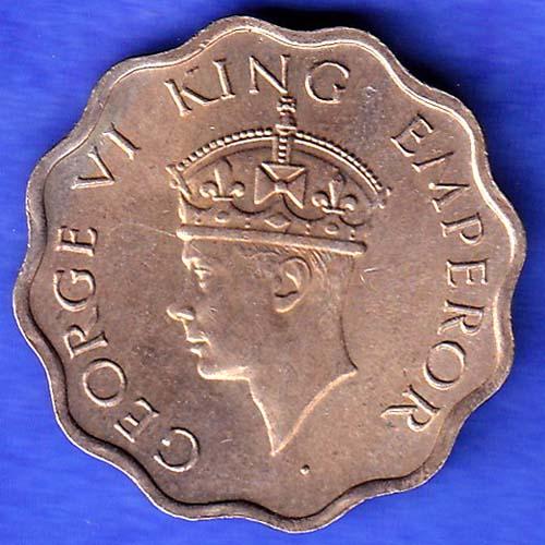 British India 1941 George VI Bombay Mint King One Anna Coin HSK472