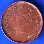 British India 1939  BOMBAY MINT George Vi King Emperor Half Pice Coin ANH1821