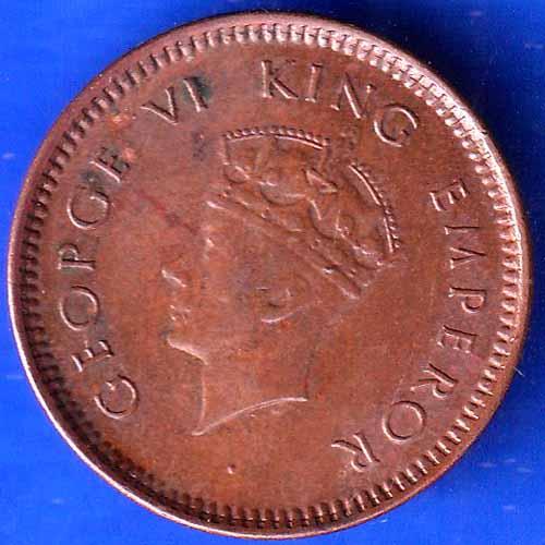 British India 1939  BOMBAY MINT George Vi King Emperor Half Pice Coin ANH1821