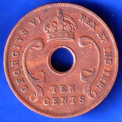 EAST AFRICA 1945 TEN CENTS Georgivs VI REX ET IND.IMP  ANH2971