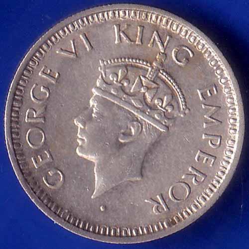 British India 1943 LAHORE MINT George Vi 1/4 Rupee Rare Silver coin