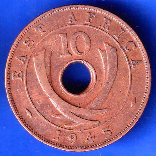 EAST AFRICA 1945 TEN CENTS Georgivs VI REX ET IND.IMP  ANH2971