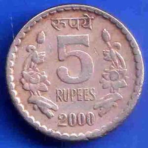 Republic India 2000 Calcutta mint 5 Rupee Coin ANH3417