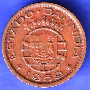 PORTUGUESE INDIA GOA 10 CENTAVOS ESTADO 1959 COIN SK75