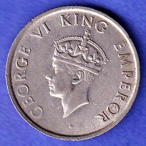 BRITISH INDIA 1946 BOMBAY MINT GEORGE VI KING QUATER RUPEE COIN  SK486