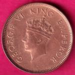 UNC BRITISH INDIA 1939 GORGE VI KING ONE QUARTER ANNA COPPER COIN