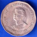 Republic India 1997 Subhas Chandra Bose Centenary 2 Rupee Coin ANH2717