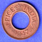 British india king bombay mint george vi 1947 one pice beautiful copper Coin SK680