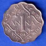 British India 1941 George VI Bombay Mint King One Anna Coin SK878