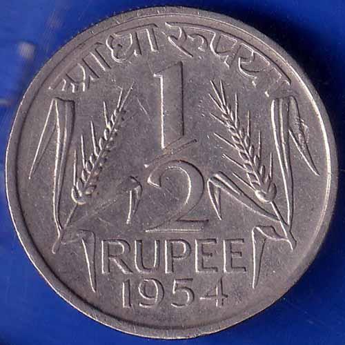 Government of India 1954 half Rupee Coin ANH1374