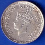 British India 1944 George Vi Bombay Mint Quarter Rupee Rare Coin ANH272