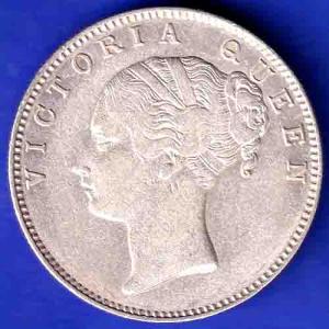 EAST INDIA COMPANY 1840 CONTINIOUS LEGEND VICTORIA QUEEN 1 RUPEE SILVER COin HSK141