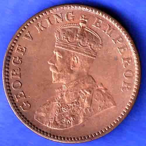 BRITISH INDIA 1929 GEORGE V KING EMPEROR ONE QUARTER ANNA HSK174