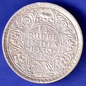 BRITISH INDIA 1939 george vi 1/4 RUPEE SILVER COIN SK580