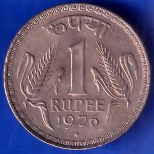 Republic India 1976 Bombay Mint One Rupee Coin ANH522