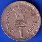 Republic India 1944 1991 Rajiv Gandhi One Rupee Coin ANH721
