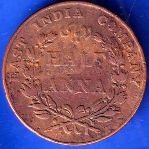 East India Compnay 1835 Half Anna Copper Coin ANH1973